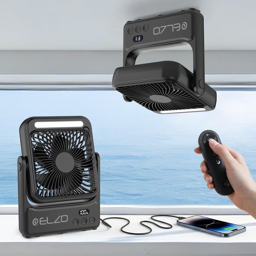 ELZO Magnetischer Reiseventilator 10000mAh für Kreuzfahrtkabinen, wiederaufladbarer Campingventilato