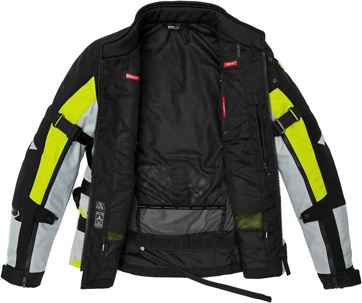 Spidi H2Out Allroad Motorrad Textiljacke (Black/Grey/Yellow,L)