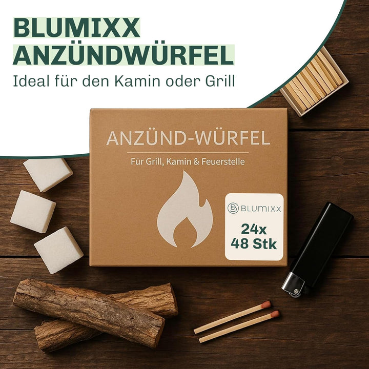 Blumixx Anzündwürfel – Grillanzünder, Kaminanzünder und Kohleanzünder – Perfektes Grill Zubehör für