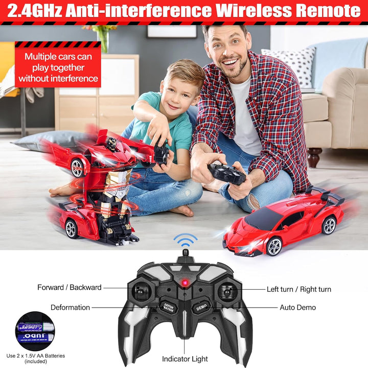 Ferngesteuertes Roboter Auto Kinder mit Gestenerfassung, Licht & Musik, 2.4GHz 360° Drehung 1:18 Ver