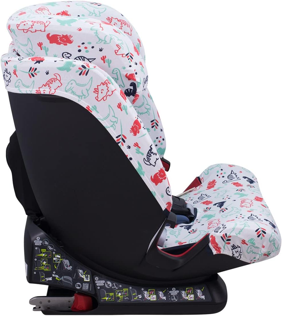 JYOKO Kids Bezug kompatibel mit Romer Advansafix, Evolva IV M, aus Baumwolle (Dino Party, ADVANSAFIX