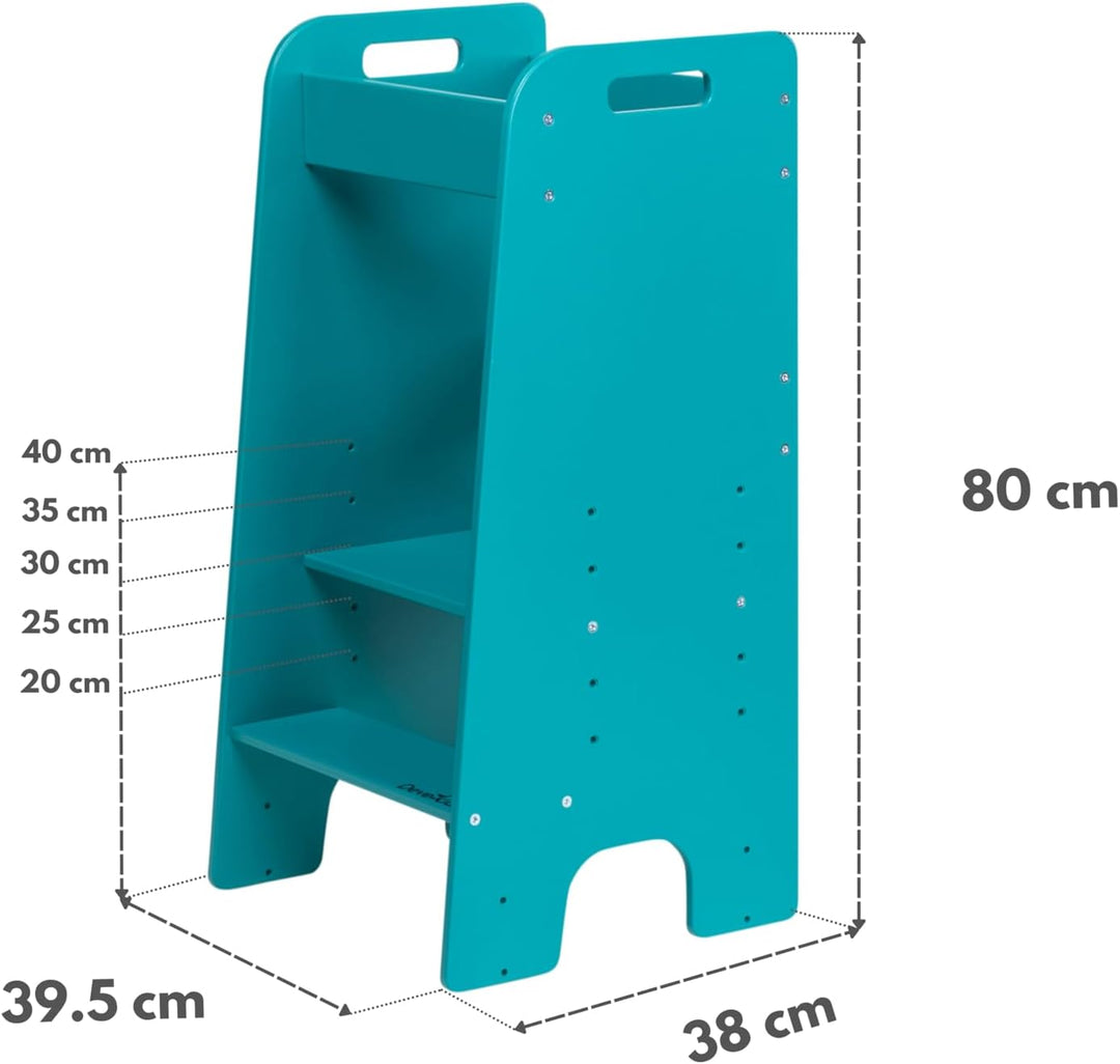 Lernturm ab 1 Jahr, höhenverstellbar mit 5 Ebenen, belastbar bis 110kg - Montessori Learning Tower (