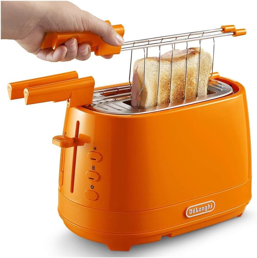 De Longhi CTLAP2203 Toaster mit Zange, 550 Watt. Arancio, Arancio