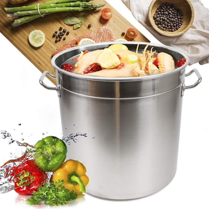 35L Gastronomie Kochtopf Edelstahl Eintopf Suppentopf mit Deckel Campingkochtopf Gross Kochtopf für
