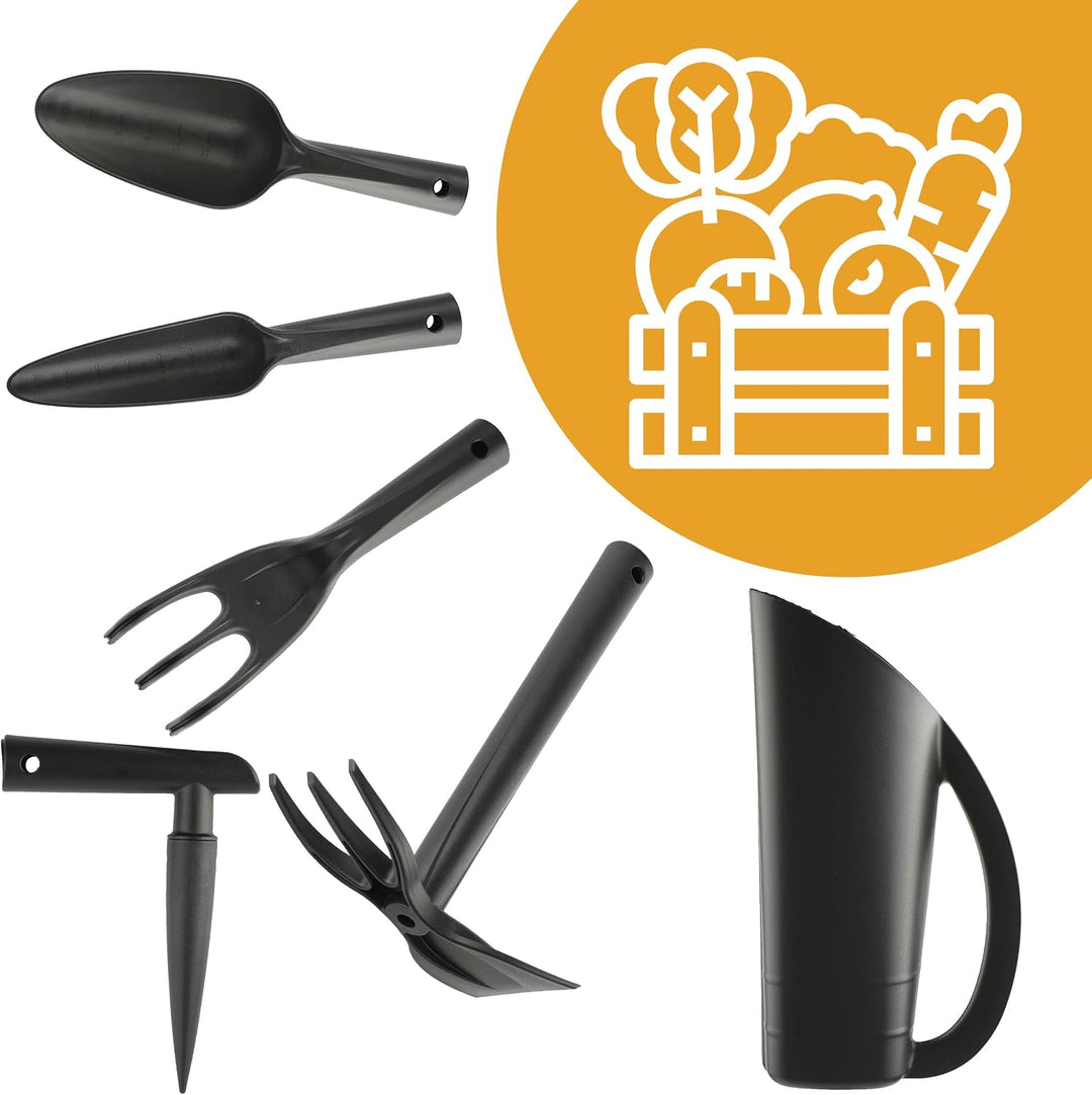 Gartengeräte-Set, 6-teilig: Schaufel, Hacke, Rechen, Gartenkrallen | Schaufel, Schmetterling, Pickni