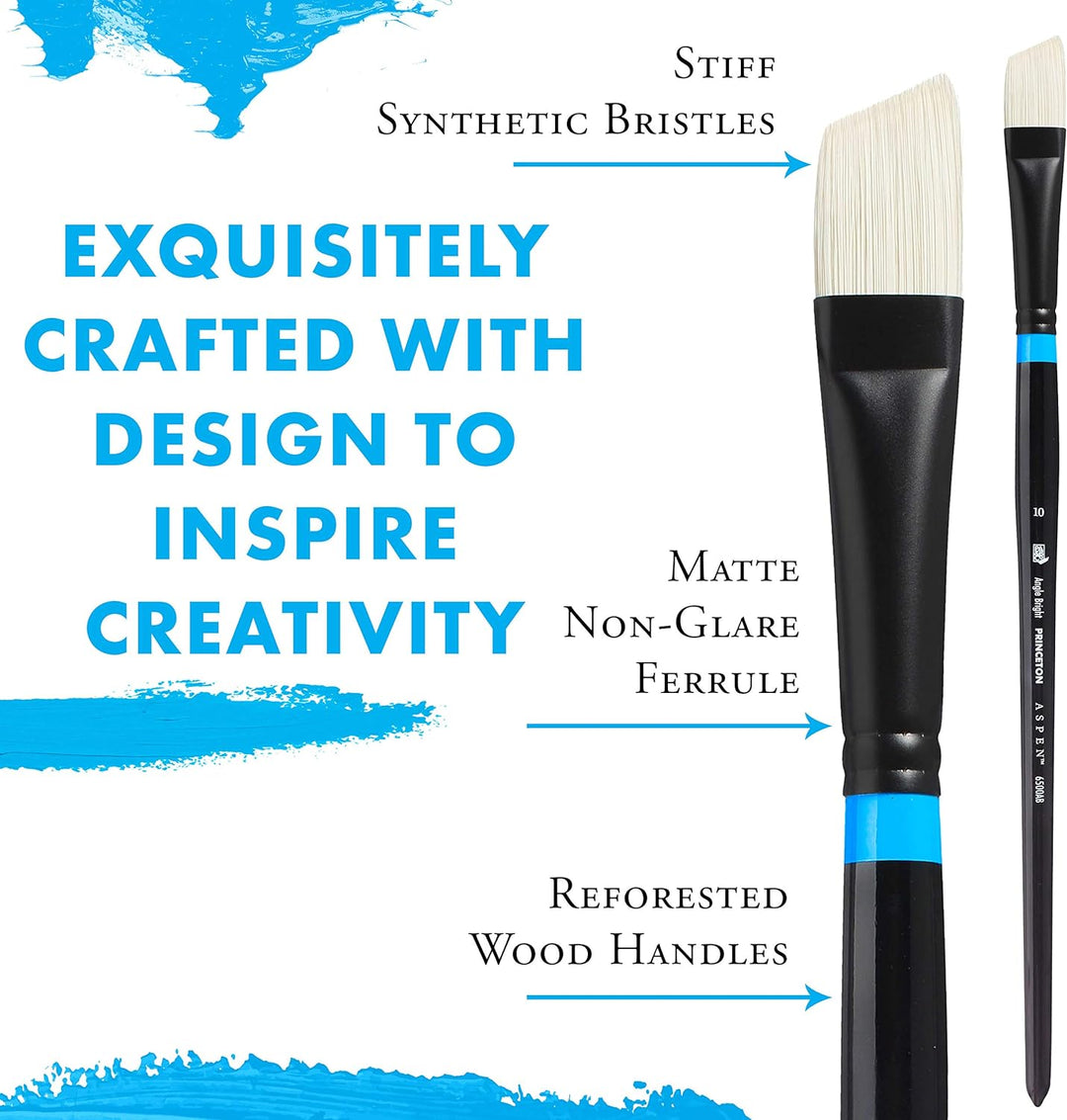 Princeton Aspen, Glare-Free Indoor/Outdoor Brush for Acrylic &amp; Oil, Series 6500 Synthetic, Flat Mott