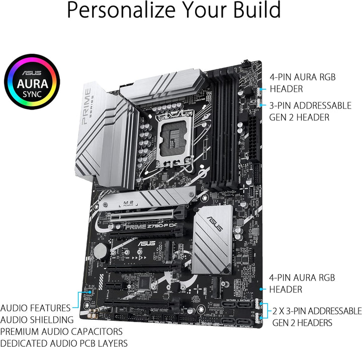 ASUS Prime Z790-P D4 Gaming Mainboard Sockel Intel LGA1700 (ATX, PCIe 5.0, DDR4 Speicher, 3x M.2, HD