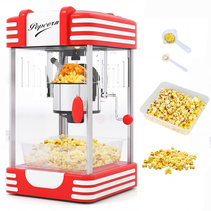 GIANTEX Popcornmaschine gross mit Edelstahlkessel &amp; Halogenlampe, Retro Popcorn Maschine im Kinostil