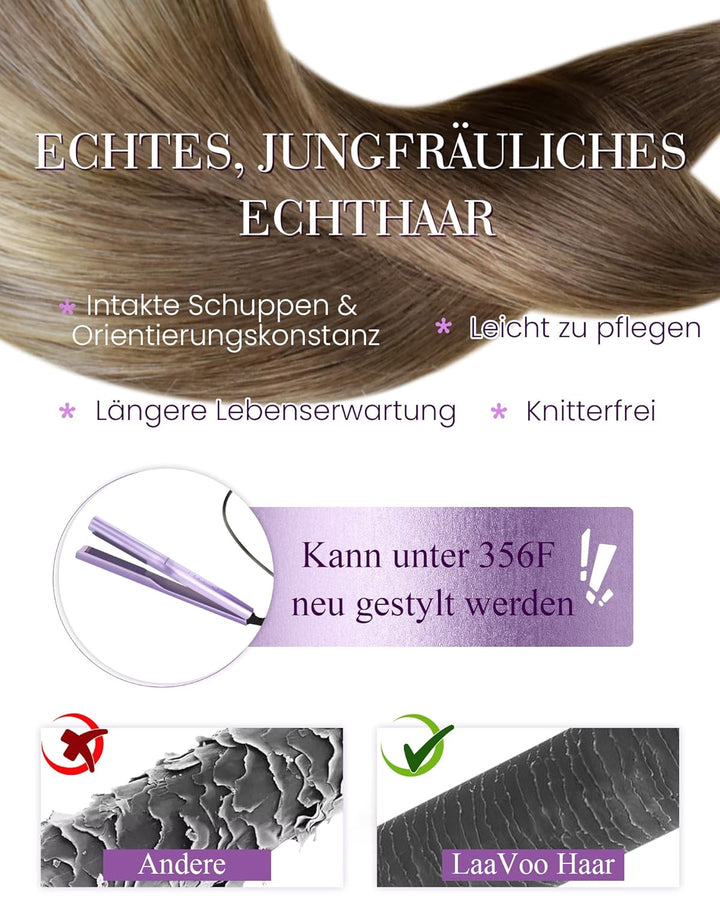 LaaVoo U Tips Extensions Balayage Hellbraun mit Hellblond 