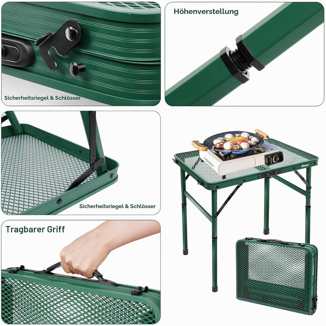 E EASTSTORM Campingtisch Klappbar 60×40cm，Gartentisch，Grilltisch mit Metallgitterplatte，Leicht und T
