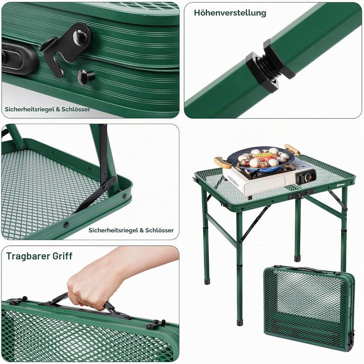 E EASTSTORM Campingtisch Klappbar 60×40cm，Gartentisch，Grilltisch mit Metallgitterplatte，Leicht und T