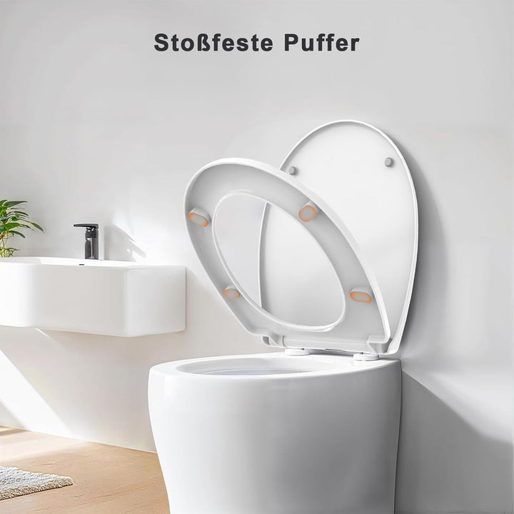 Surfou WC Sitz Mit Absenkautomatik, Toilettendeckel Weiss Oval Toilettenbrille Klodeckel Klo Deckel,