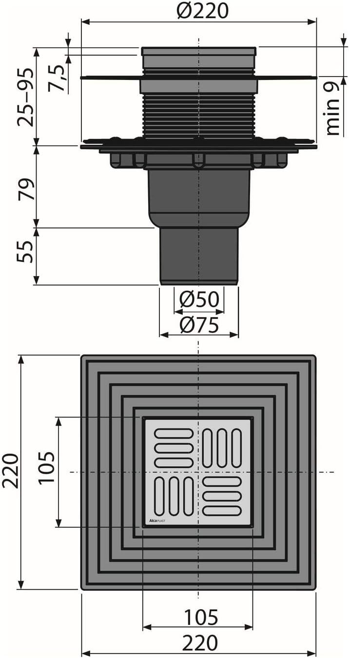 Bodenablauf Senkrecht Duschablauf Badablauf Design Edelstahl begehbare Dusche DN 50 Siphon