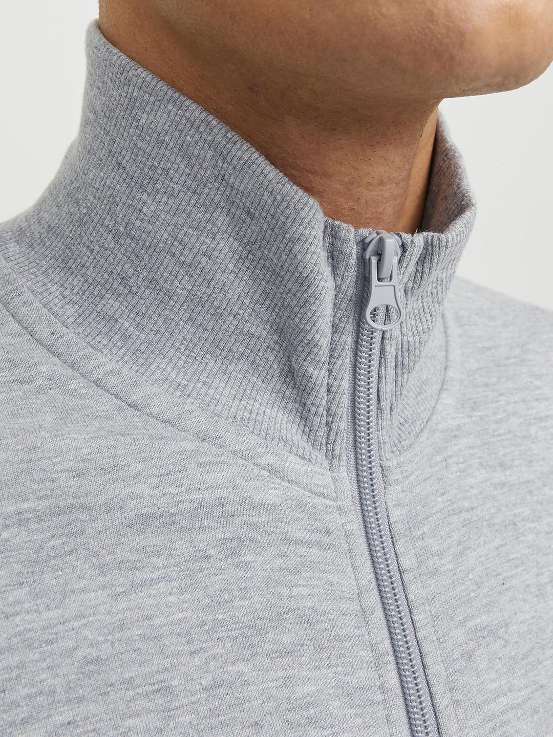 JACK & JONES Male Sweatshirt mit Reissverschluss Logo Sweatshirt mit Reissverschluss, Light Grey Mel