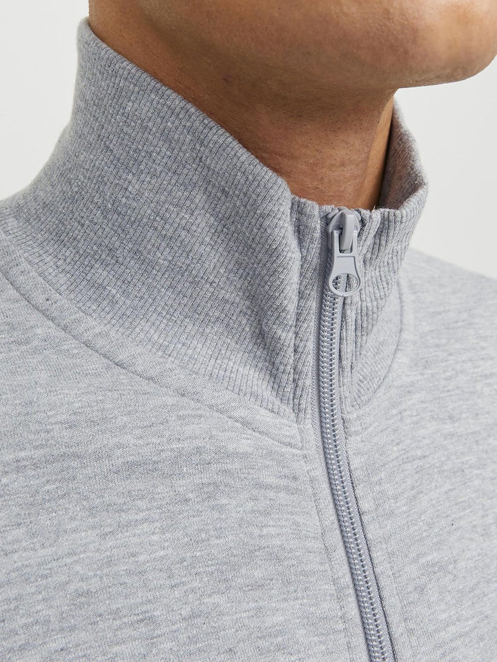 JACK & JONES Male Sweatshirt mit Reissverschluss Logo Sweatshirt mit Reissverschluss, Light Grey Mel