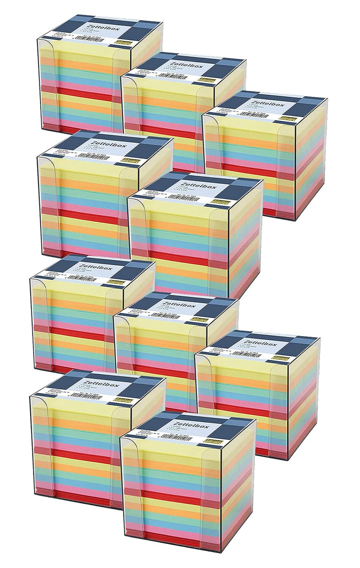 Idena 311068 - Zettelbox, 9 x 9 x 10 cm, 700 Blatt (10x Zettelbox, farbig sortiert, 1)