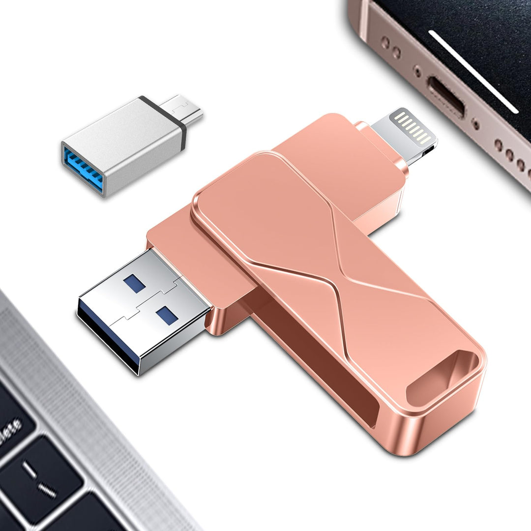 USB-Stick für iPhone 512GB, MFi Certified Lightning 3-in-1, externer Speicher, USB-Stick, für iPhone