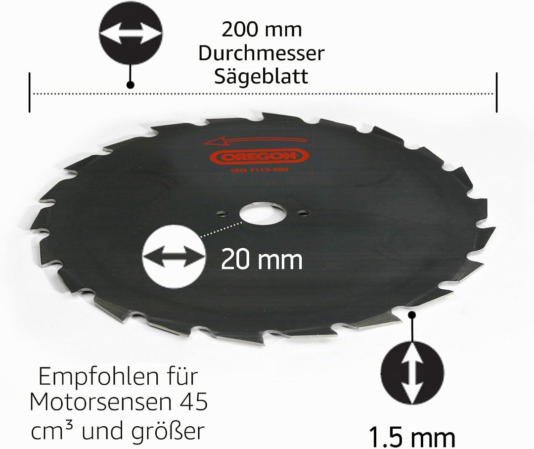 Oregon 110972 Rodungssägeblatt für Freischneider, 200 mm, 20 mm