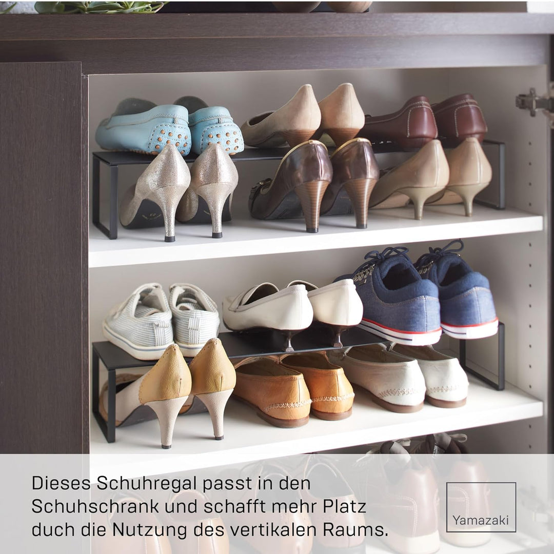 YAMAZAKI 2573 FRAME Ausziehbares Schuhregal, schwarz, Stahl, minimalistisch, 12 x 34-60 x 10 cm (L x