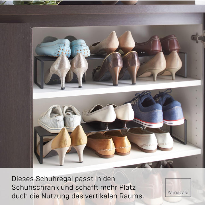 YAMAZAKI 2573 FRAME Ausziehbares Schuhregal, schwarz, Stahl, minimalistisch, 12 x 34-60 x 10 cm (L x