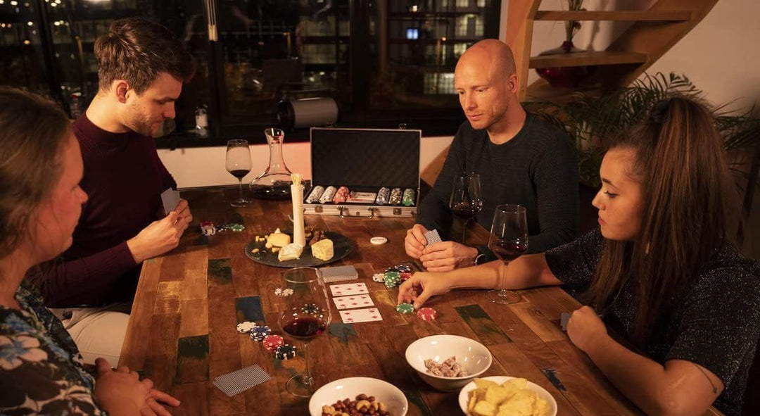 Pokerset Komplett – Pokerkoffer mit 300 Pokerchips und Pokerkarten – Pokerkarten für Kinder und Erwa