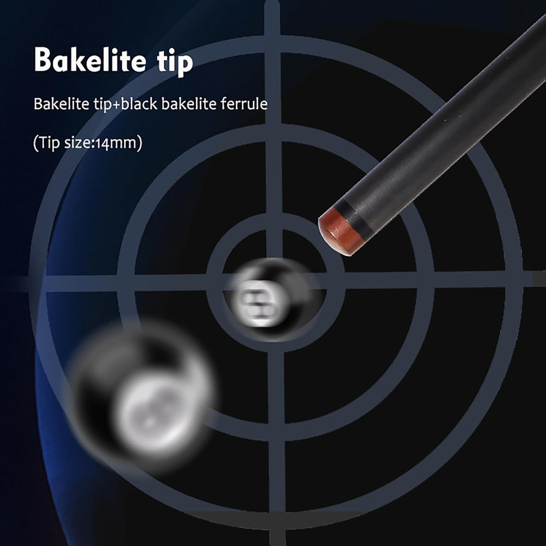 OKHEALING T700 Billardqueue aus Kohlefaser, 14 mm Phenolspitze, schwarze Phenolzwinge, 1/2 Gelenk, h