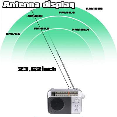 Retekess TR604 AM FM Radio,Tragbares Radio,Netzkabel oder Batteriebetrieb,Grosser Knopf,Grosser Laut