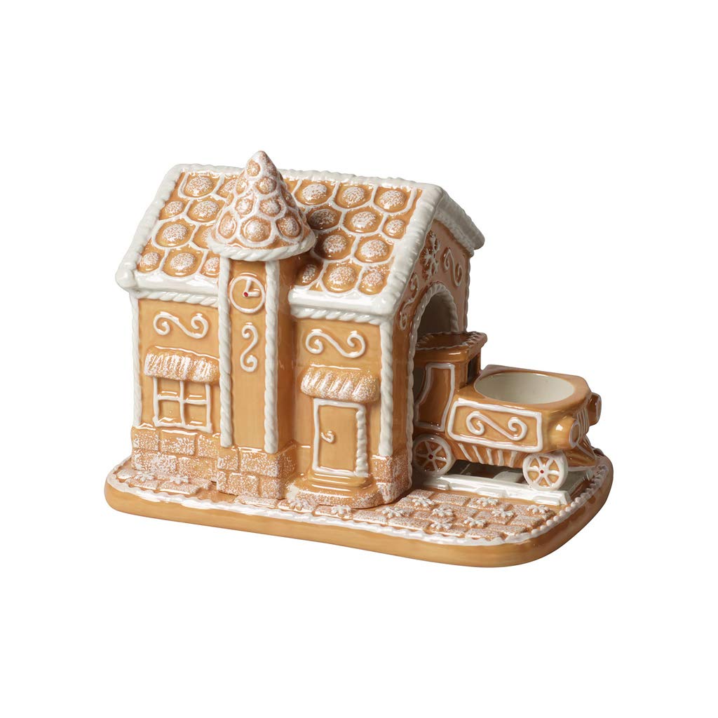 Villeroy und Boch - Winter Bakery Deocoration Lebkuchenbahnhof, dekorativer Teelichthalter aus Hartp