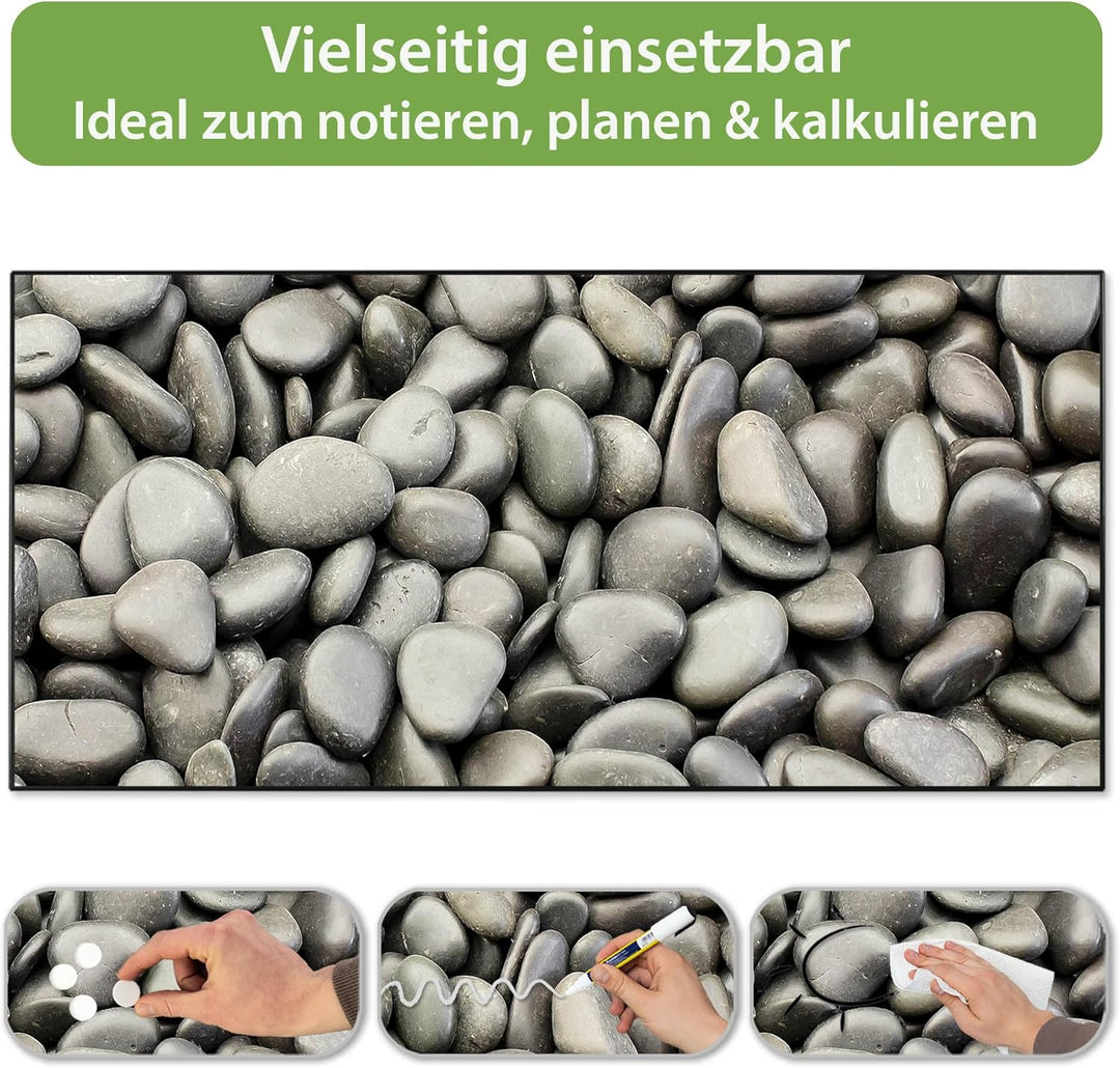 banjado Magnettafel schwarz 78 x 37cm / Magnetwand Metall/Magnetpinnwand als Memoboard/Pinnwand Magn