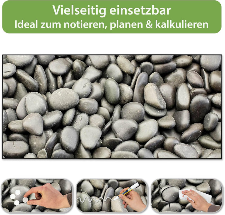 banjado Magnettafel schwarz 78 x 37cm / Magnetwand Metall/Magnetpinnwand als Memoboard/Pinnwand Magn