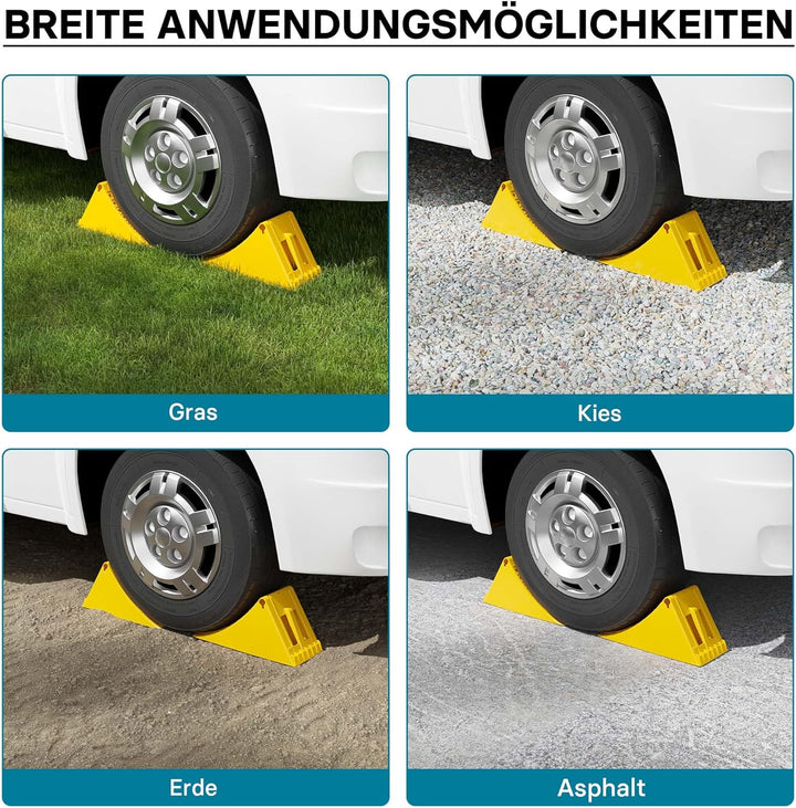 Wiltec Unterlegkeile Anhänger 2 Stück bis 6,5t Unterlegkeile LKW 470x200x230mm für Reifen bis 200mm