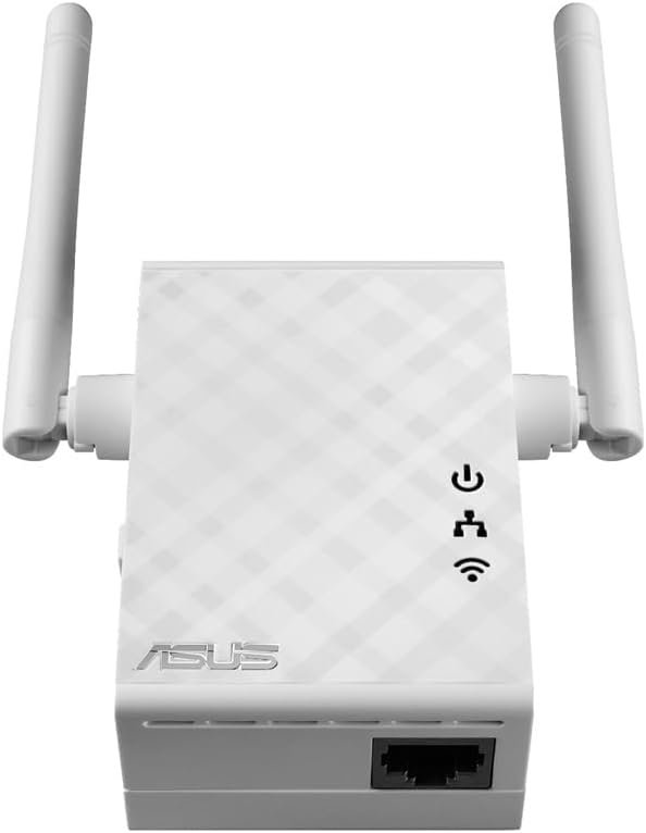 Asus RP-N12 Repeater (Wi-Fi 4 N300, WLAN Reichweitenverlängerung, Power-Schalter, 2 externe Antennen
