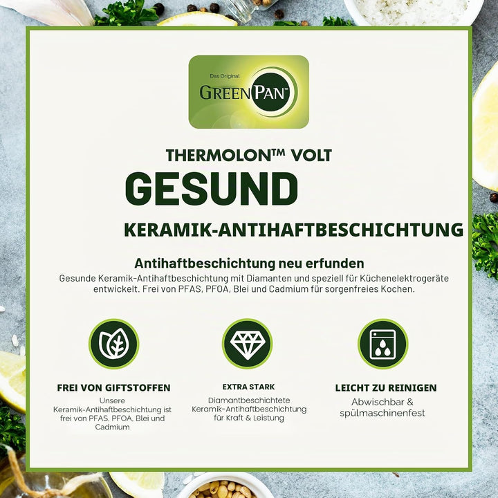 GreenPan Elite Wesentlich Schlau Elektrisch 5.6L Bratentopf,Einfache Brat- Sautier- Rühr- und Reisko