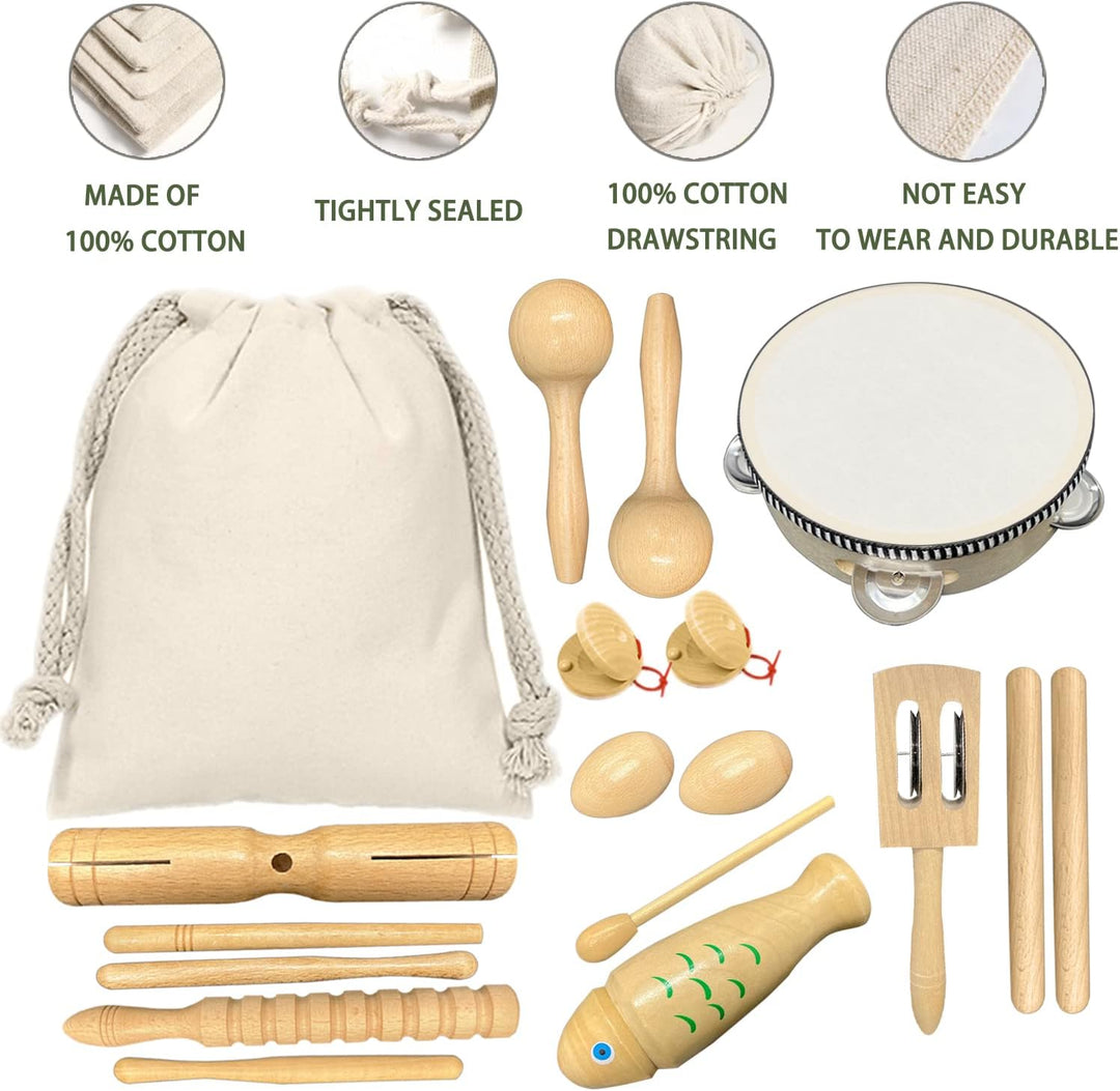 Holz Musikinstrumente Set für Kinder, Kleinkinder und Baby, Ulifeme 17 Stück Instrumente Kinderspiel