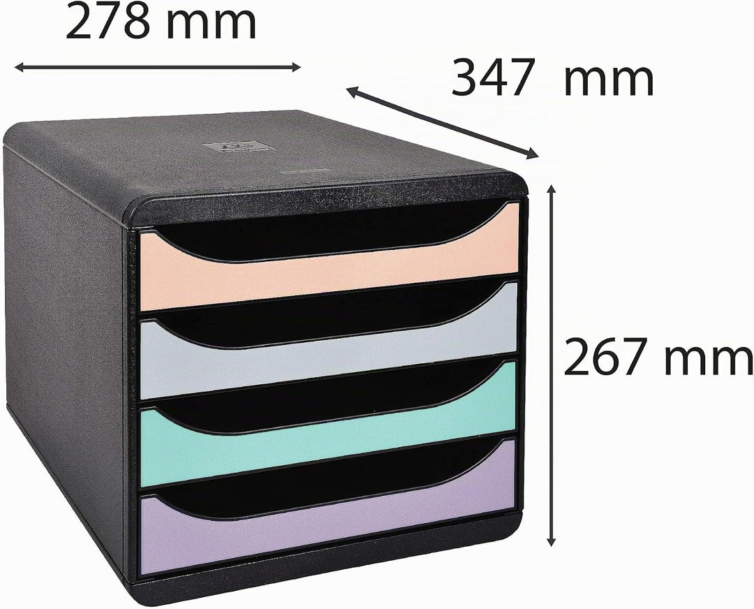 Exacompta 3104296D Premium Ablagebox mit 4 Schubladen für DIN A4+ Dokumente. Belastbare Schubladenbo