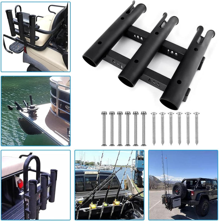 Angelrutenhalter, 3 Röhrenhalter, Wandmontage, Rutenhalter, tragbare Angelrutenhalter für Boote, Gar
