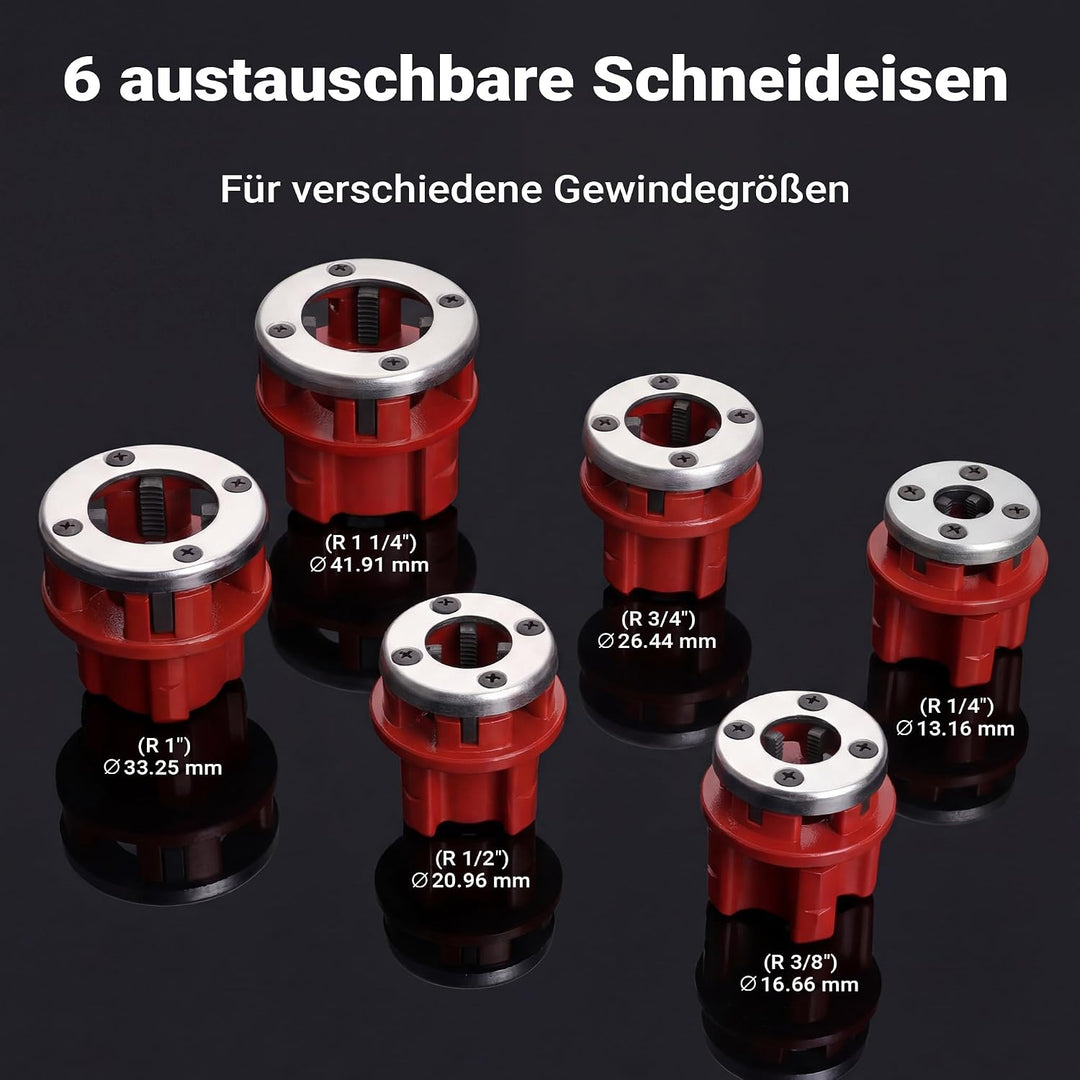 Schneidkluppensatz Gewindeschneider Rohrschneider Kluppen Schneideisen 9-teilig