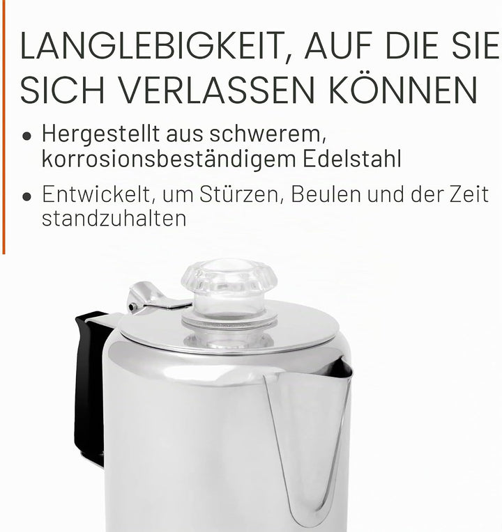 Gsi Outdoors Glacier Kaffeekanne aus Edelstahl mit Silikongriff 3 Tassen, 3 Tassen