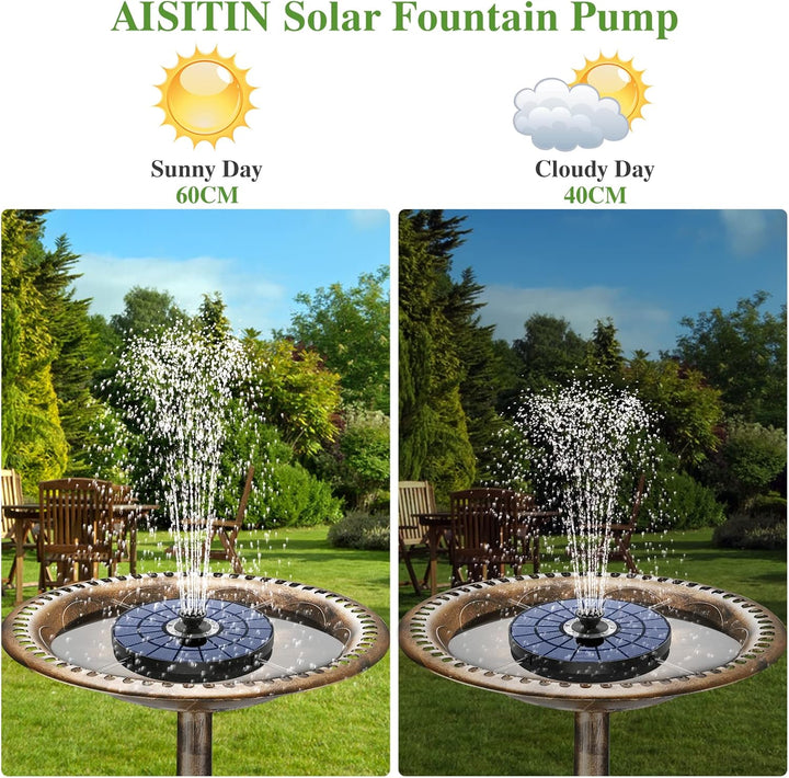AISITIN LED Solar Springbrunnen 5,5W Buntes Solarbrunnen für aussen 2025 Upgrade,Solar Teichpumpe mi