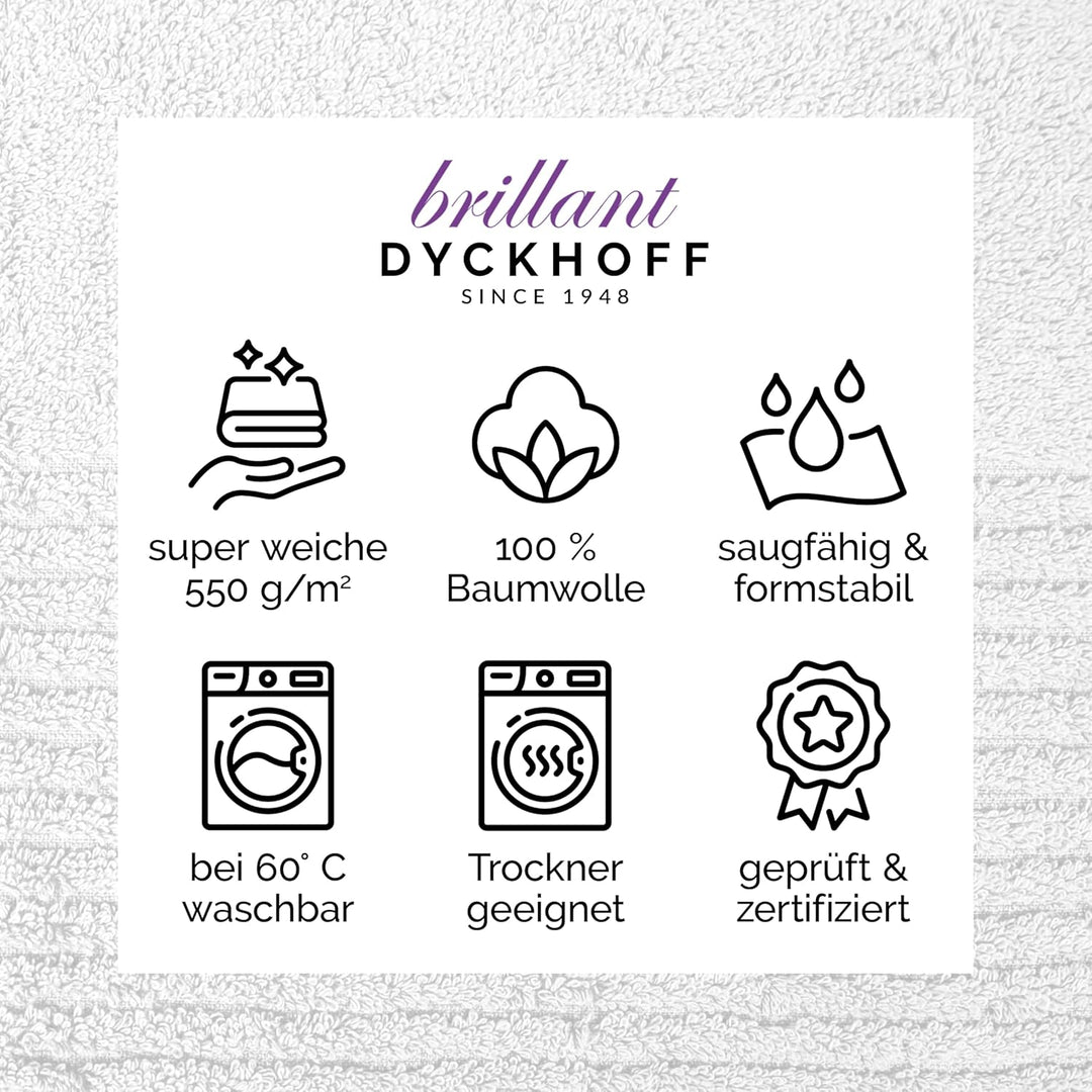 Dyckhoff 0410996005 Handtuchset "Brillant", 2 Badetücher / Duschtücher 70 x 140 cm und 4 Handtücher
