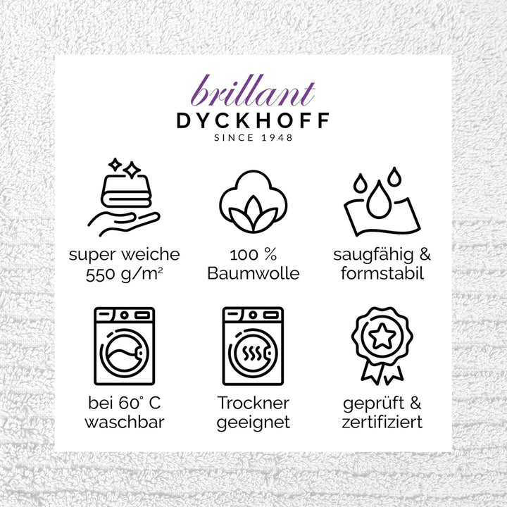 Dyckhoff 0410996005 Handtuchset "Brillant", 2 Badetücher / Duschtücher 70 x 140 cm und 4 Handtücher