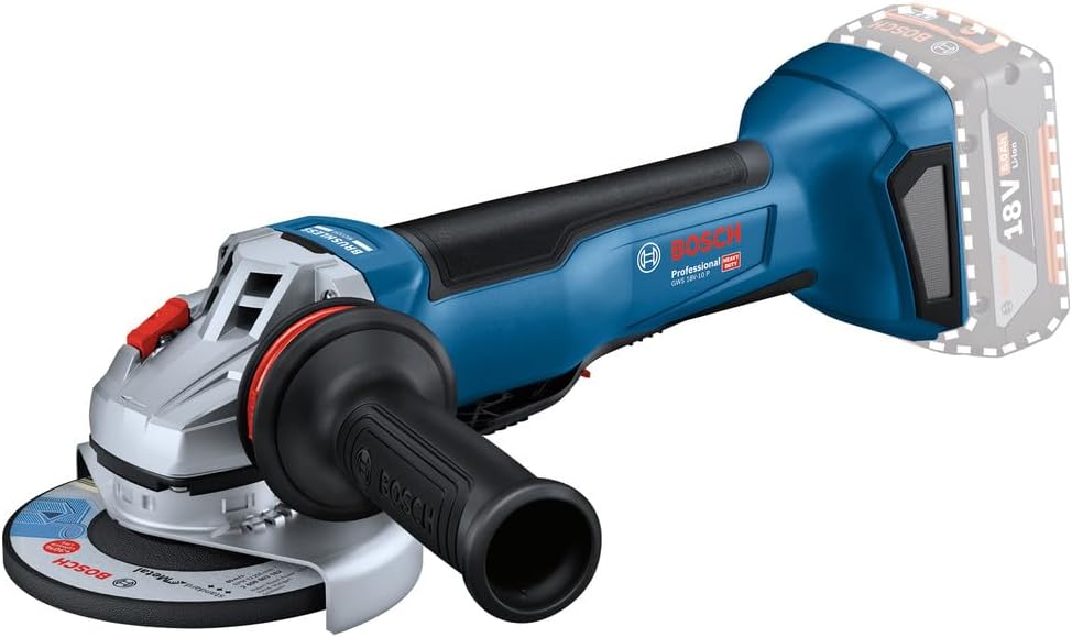Bosch Professional 18V System Akku Winkelschleifer GWS 18V-10 P (inkl.Zusatzhandgriff, Schutzhaube,
