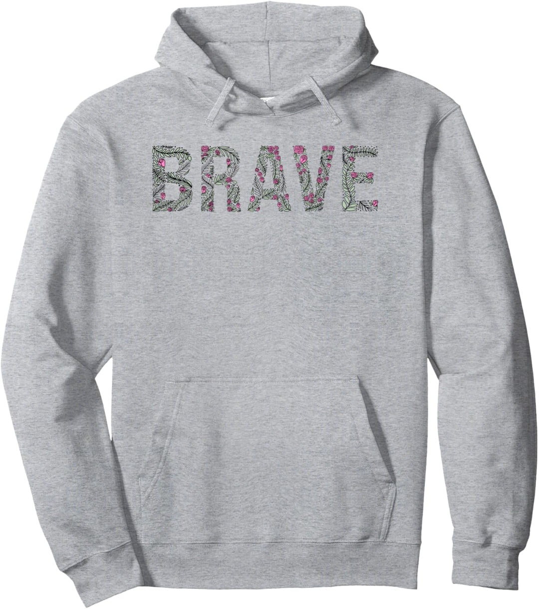 Brave Floral Fill Text Pullover Hoodie