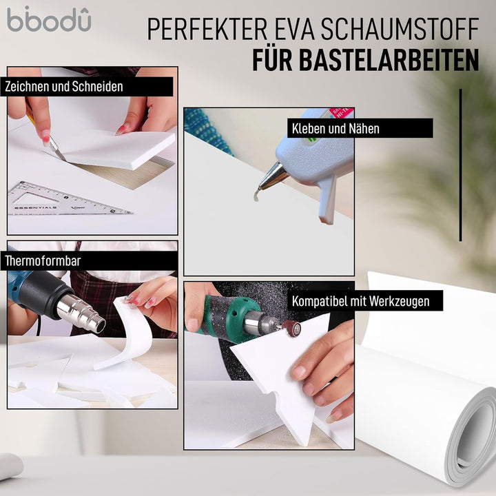 Roll Eva Foam 5mm Weiss Farbe | Moosgummi 5mm Dicke | Grösse 150cm x 32cm, Dichte 80 kg/m3 | Eva Foa