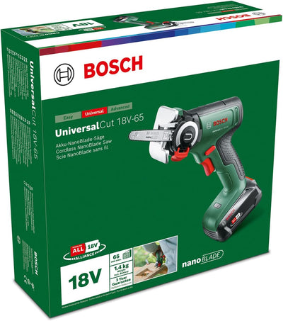 Bosch Akku-NanoBlade-Säge UniversalCut 18V-65 (schnelles Freihand-Schneiden in Holz, Holzwerkstoffen