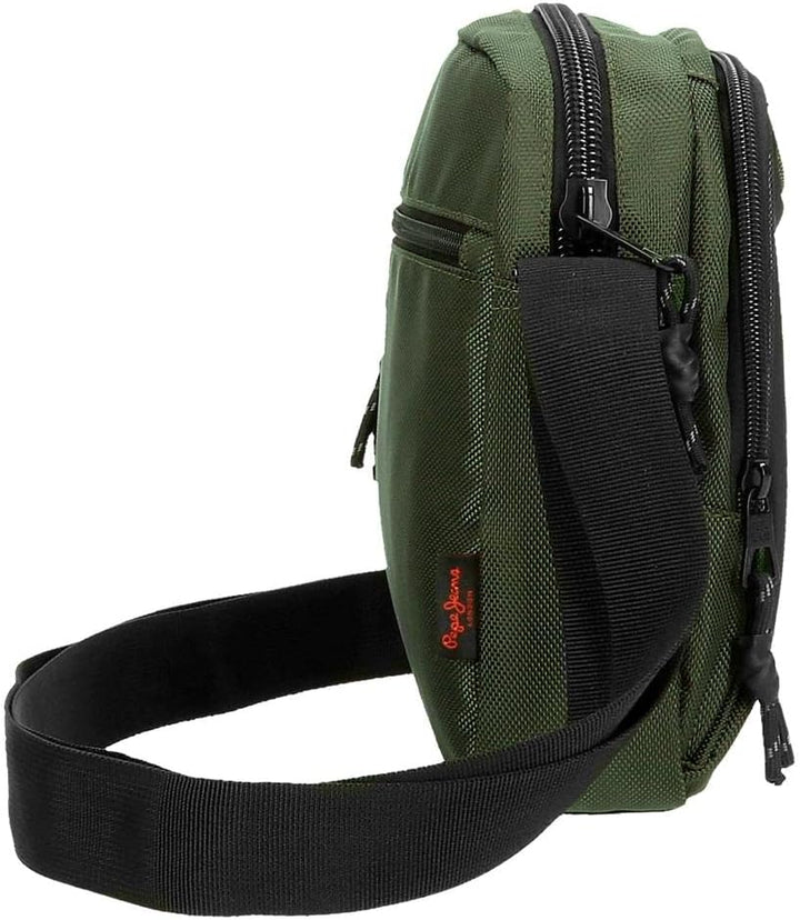 Pepe Jeans Bromley LDN Umhängetasche, mittelgross, Grün, 17 x 22 x 8 cm, Polyester mit Details aus K