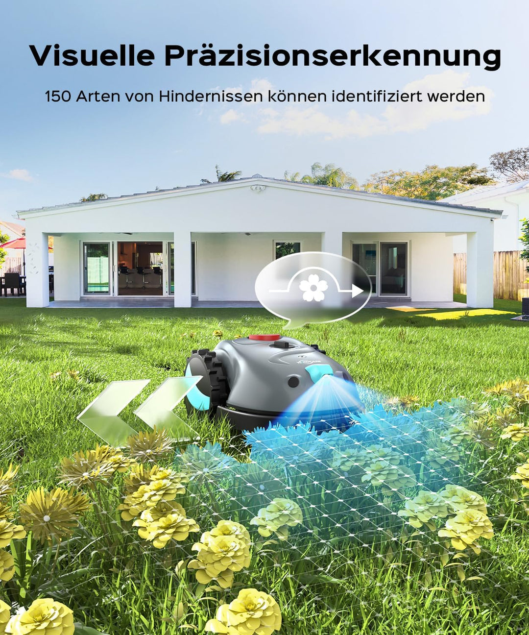 V100 Mähroboter ohne Begrenzungskabel Rasenroboter mit Kamera, Hindernisvermeidung, Vision Navigatio