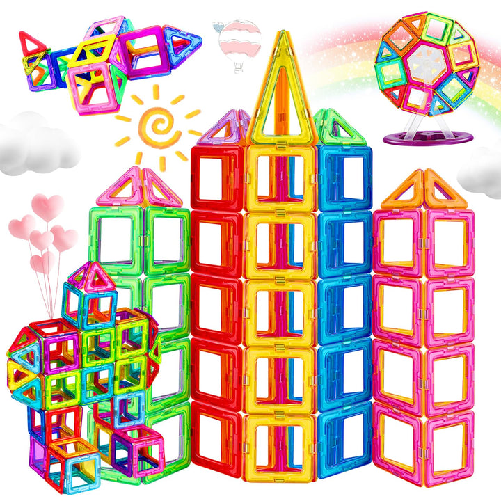Magnetische Bausteine 120 Teile Magnetspielzeug Kinder Lernspielzeug ab 3 4 5 6 7 8 Jahre Magneten S
