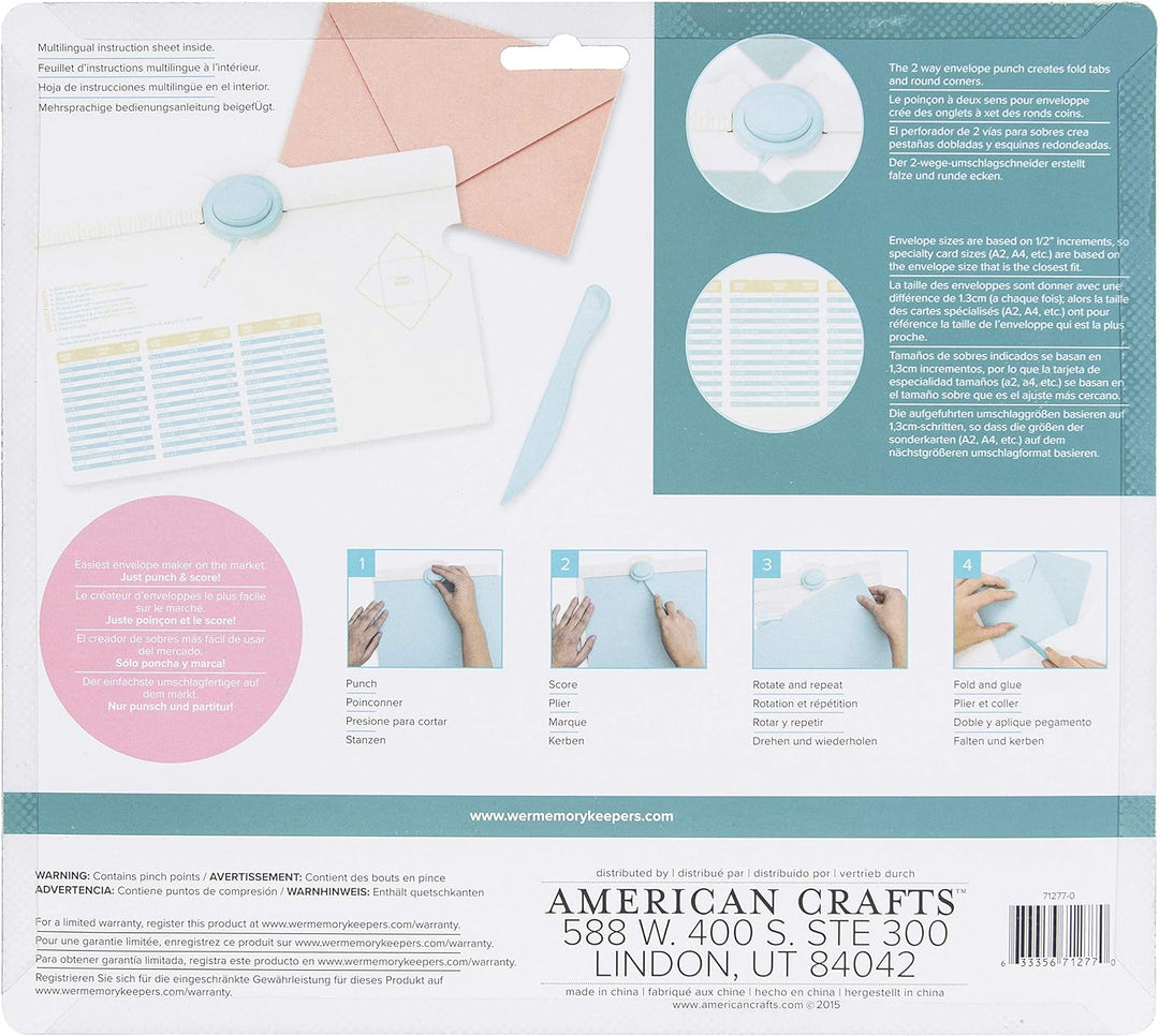 American Crafts We R Memory Keepers Envelope Punch Board, Grey, 13,3 x 22,9 x 4,4 cm, 13,3 x 22,9 x