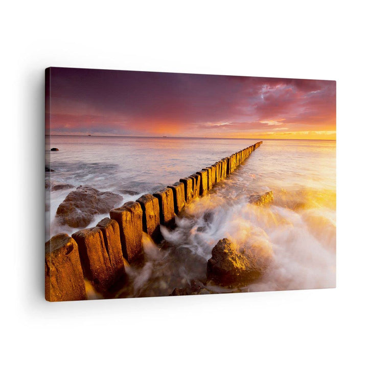 Bilder auf Leinwand Boot Landschaft Meer Ostsee Leinwandbild 70x50cm Wandbilder Dekoration Wohnzimme